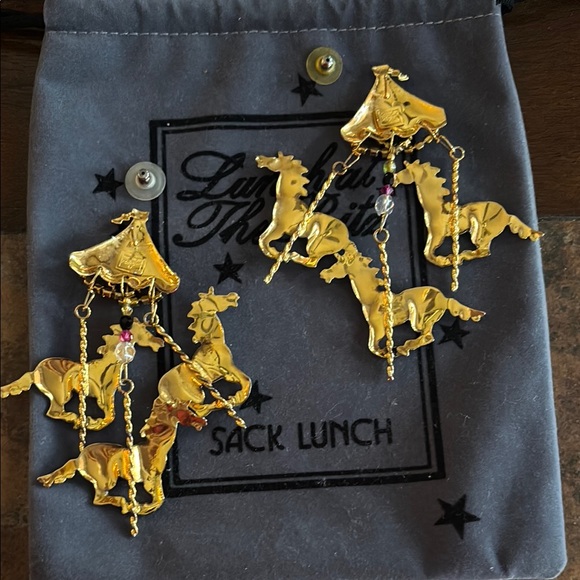 Lunch At The Ritz CAROUSEL HORSES post Earrings - Picture 9 of 12